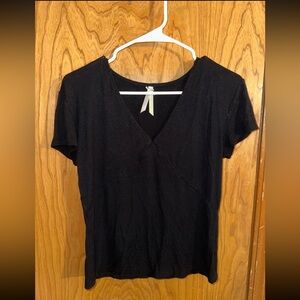 Black ribbed v-neck t-shirt